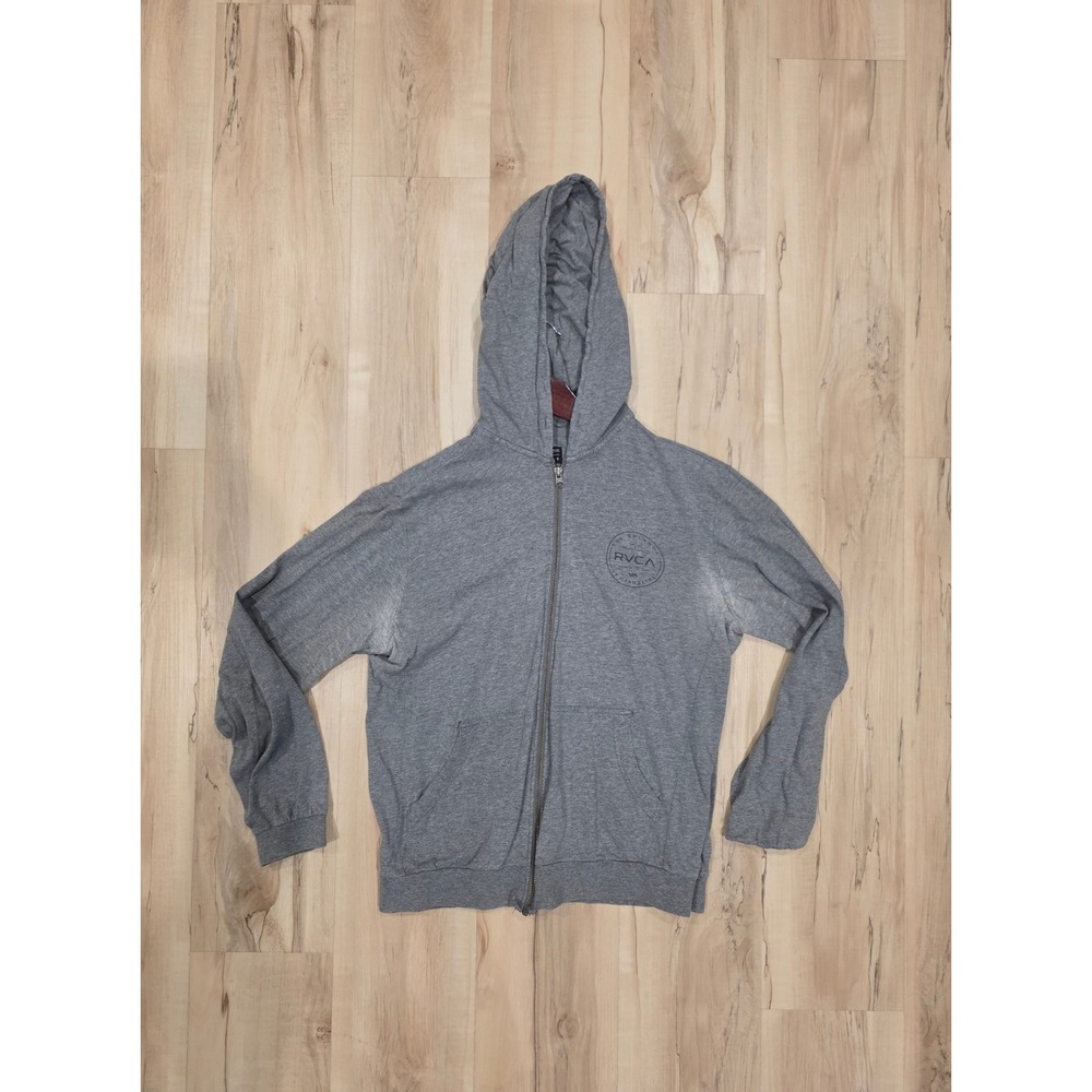 RVCA Mens Balance of Opposites Full Zip Hoodie Gray Graphic Size S